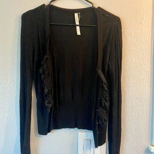 Renee C.Black Button Front Black Duster Cardigan sz M